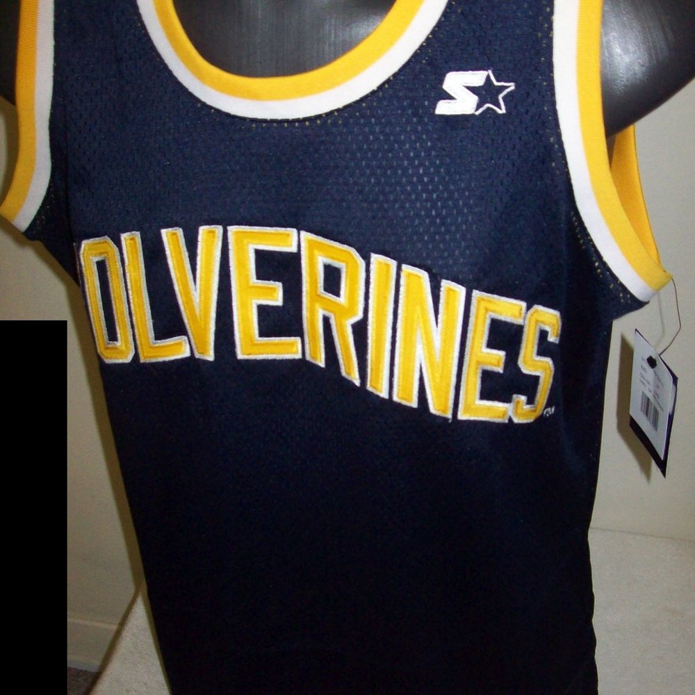 MICHIGAN WOLVERINES Starter Basketball Jersey Sewn Logos SMALL - 2X